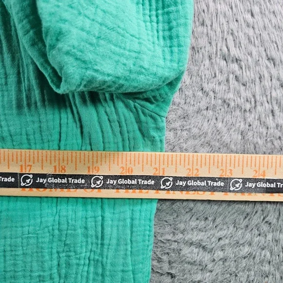 Soft Surroundings Tunic Top‎ Blouse Women Medium Split Neck 3/4 Sleeve Green - Picture 7 of 9